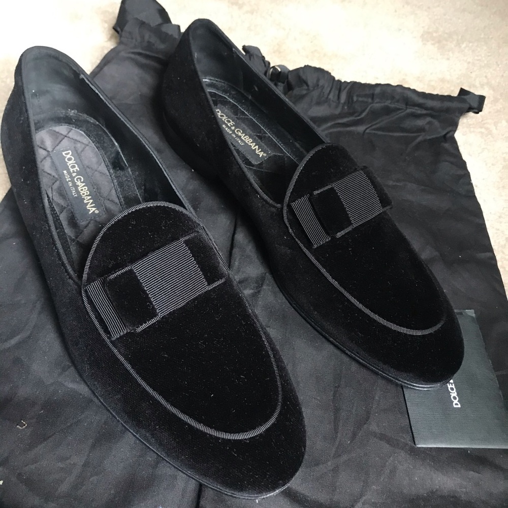 Dolce $ Gabbana velvet bow tie slips on